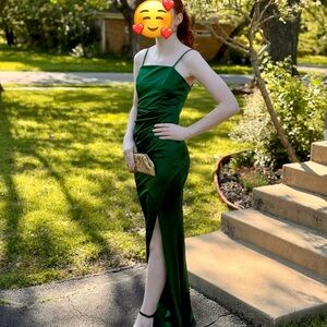Emerald Sundae Emerald Green Formal Dress with Slit size XS